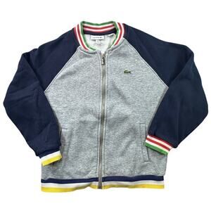 Lacoste Kids Raglan Fleece Full Zip Sweatshirt Size 8 Preppy Retro